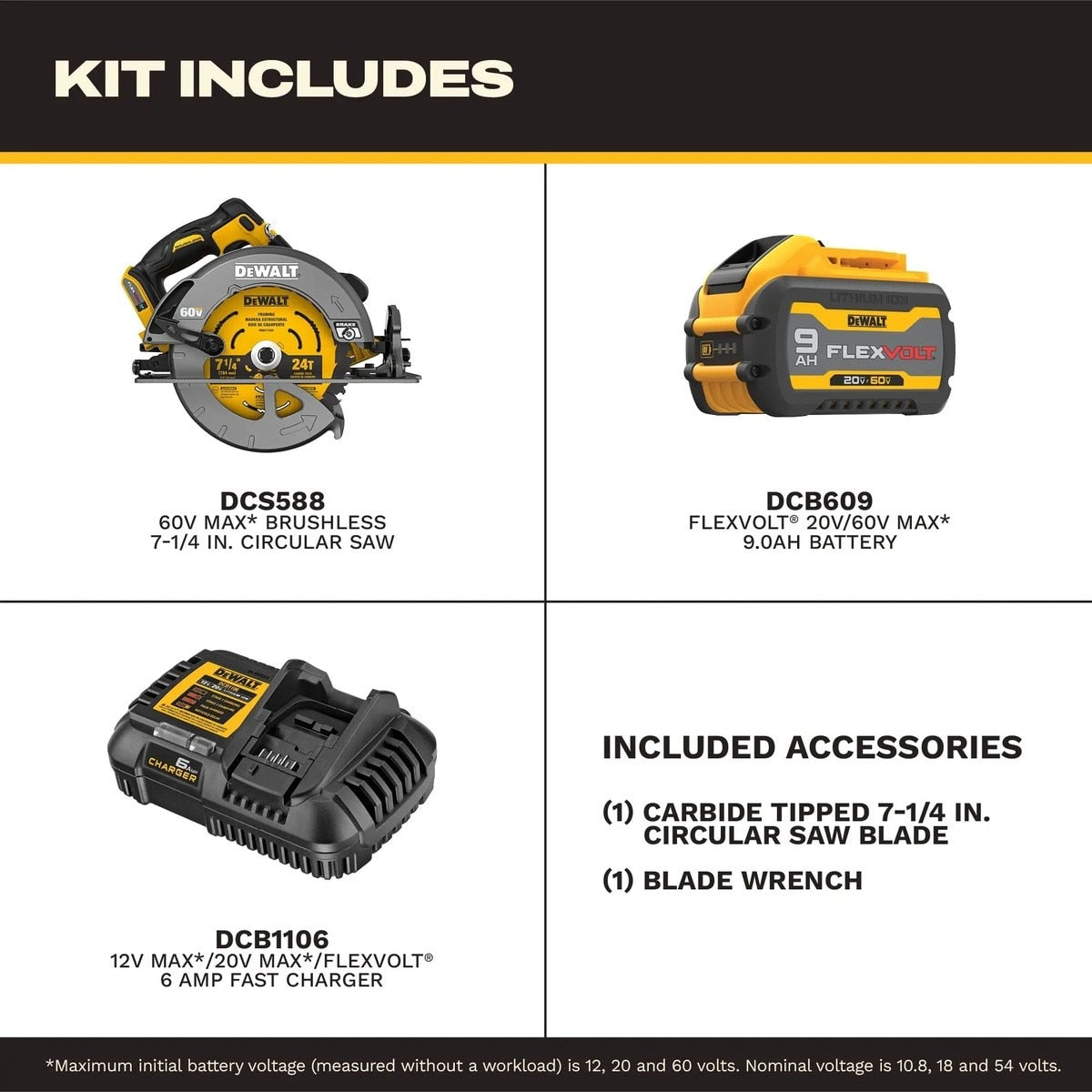DeWalt DCS588X1 60V MAX Brushless Cordless 7-1/4 in. Circular Saw Kit with Electronic Brake (1 Kit)