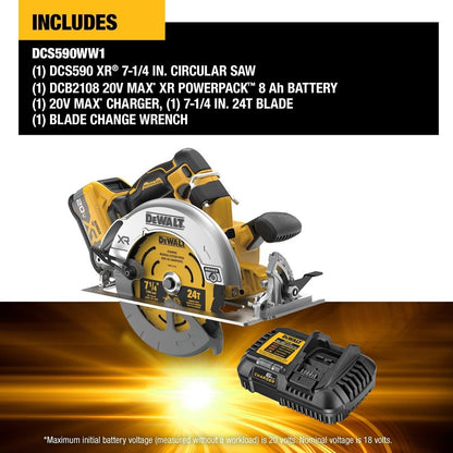 DeWalt DCS590WW1 20V Max* XR Brushless Cordless 7-1/4" Circular Saw Kit with XR POWERPACK