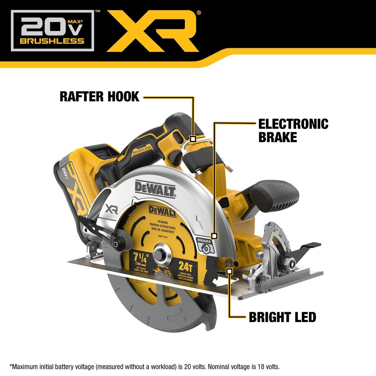 DeWalt DCS590WW1 20V Max* XR Brushless Cordless 7-1/4" Circular Saw Kit with XR POWERPACK