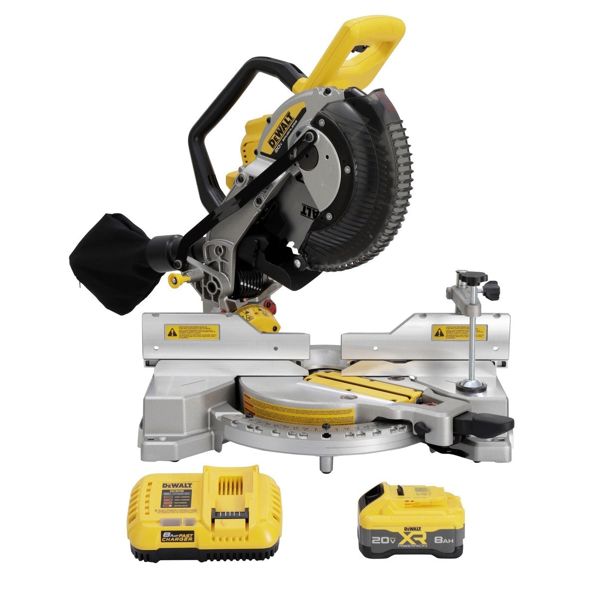 DeWalt DCS714WW1 20V MAX XR 10 in. Double Bevel Fixed Miter Saw Kit with 8Ah Battery and Charger