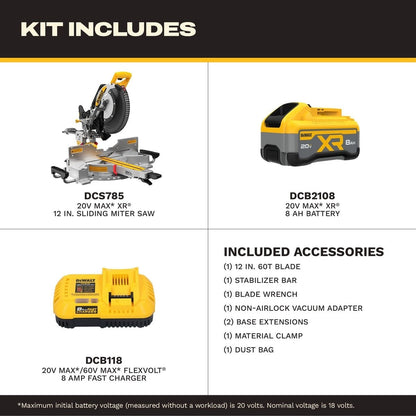 DeWalt DCS785WW1 20V MAX* XR 12" Double Bevel Sliding Miter Saw Kit
