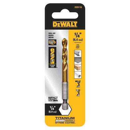 DeWalt DD5116 1/4" Titanium Nitride Coating Impact Ready Drill Bit
