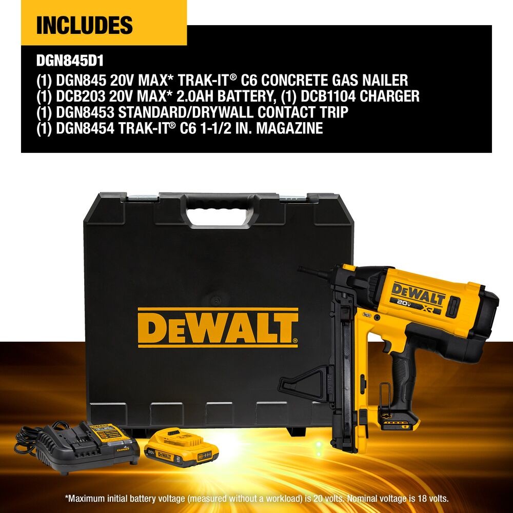 DeWalt DGN845D1 20V MAX XR Trak-It C6 Gas Nailer Kit