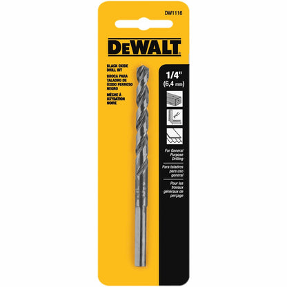 DeWalt DW1116 1/4" Black Oxide Split Point Drill Bit