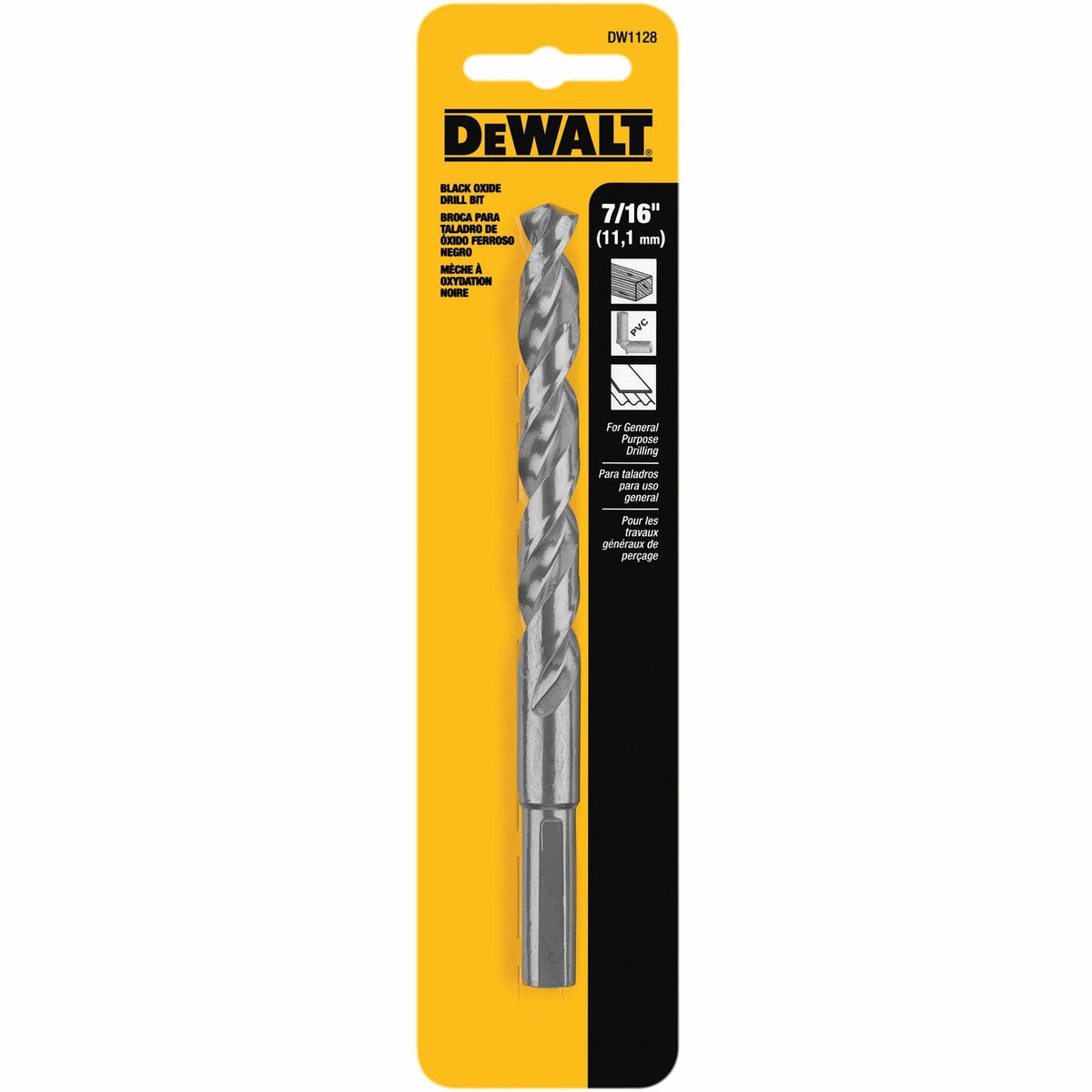 DeWalt DW1128 7/16" Black Oxide Split Point Drill Bit (3/8" Reduced Shank)