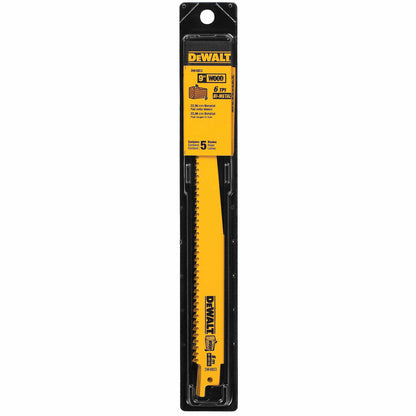 DeWalt DW4803 9" 6 TPI Taper Back Bi-Metal Reciprocating Blade, General Purpose Wood (5 pack)
