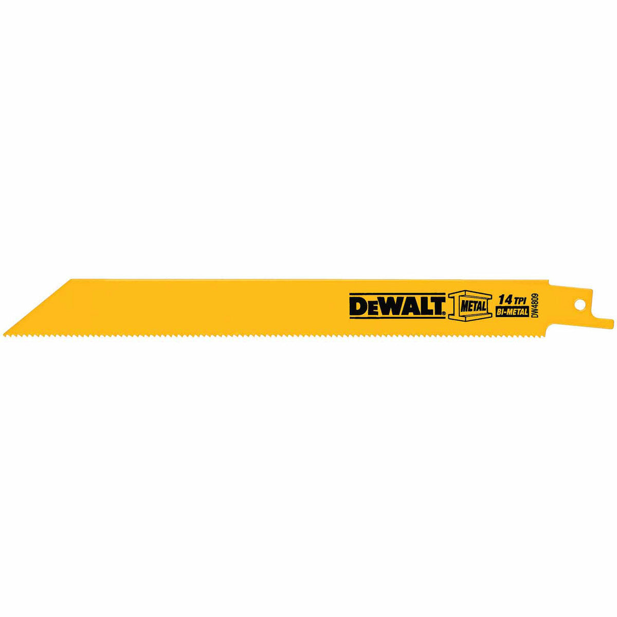 DeWalt DW4809 9" 14 TPI Straight Back Bi-Metal Reciprocating Saw Blade, Metal Cutting