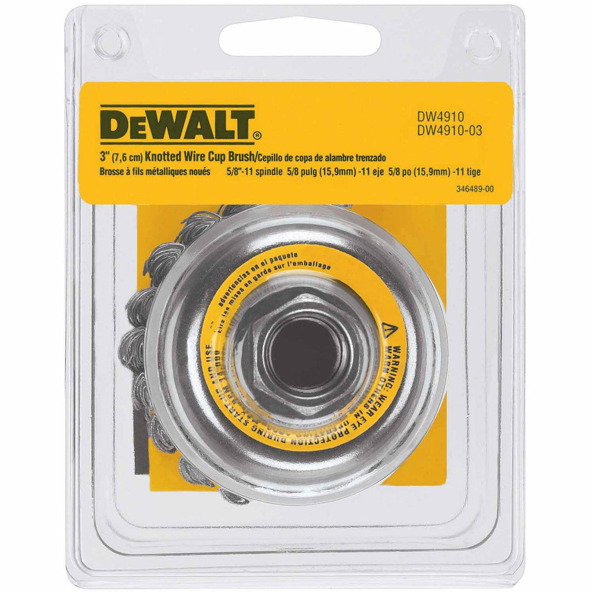 DeWalt DW4910 3" Knotted Cup Brush / Carbon Steel 5/8"-11 Arbor .020