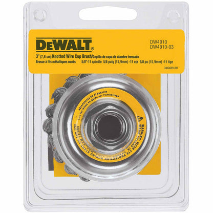 DeWalt DW4910 3" Knotted Cup Brush / Carbon Steel 5/8"-11 Arbor .020