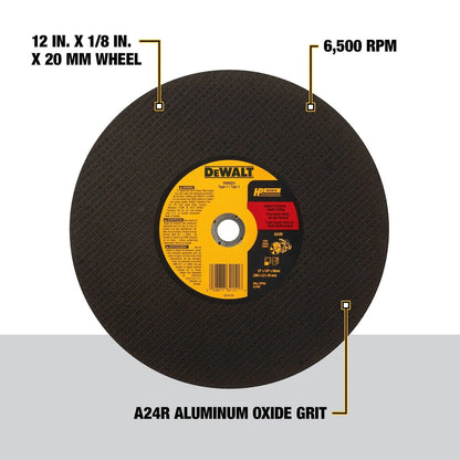 DeWalt DW8023 12" x 1/8" x 20mm Metal Cutting High Speed Cut-Off Wheel
