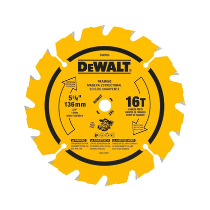 DeWalt DW9055 5-3/8" 16T Carbide Saw Blade (Fast Woodcutting)