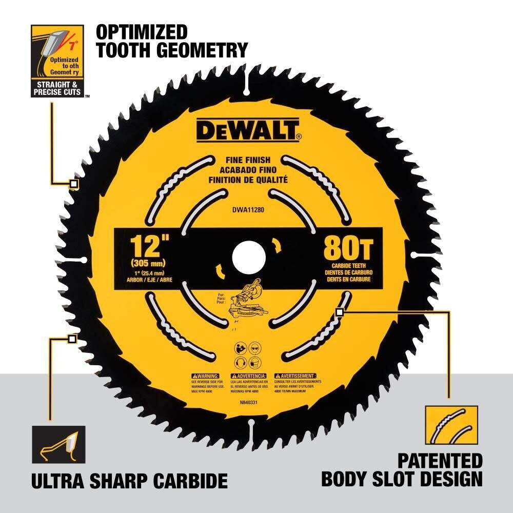 DeWalt DWA11280 12 in. 80T Fine Finish Saw Blade