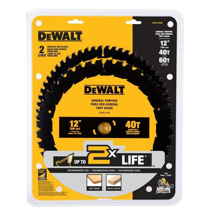 DeWalt DWA112CMB 12 in. 40T/60T General Purpose Combo Pack