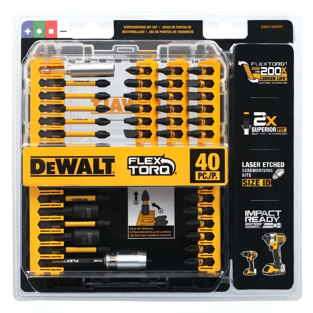 DeWalt DWA2T40IRSET FLEXTORQ Impact Driver Bit Set w/ Case, 40-Pack
