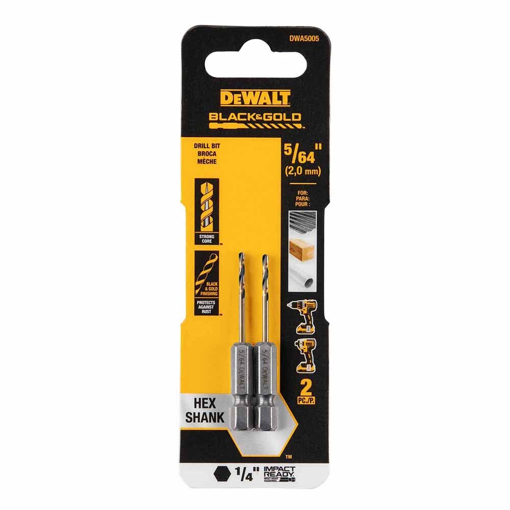 DeWalt DWA5005 5/64" Black & Gold Impact Ready Metal Drill Bit