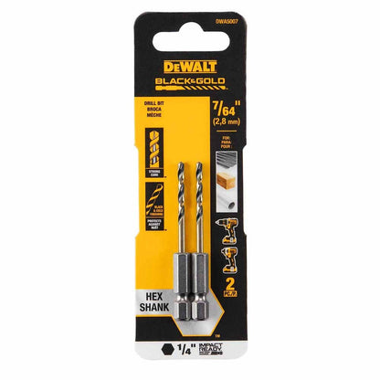 DeWalt DWA5007 7/64" Black & Gold Impact Ready Metal Drill Bit