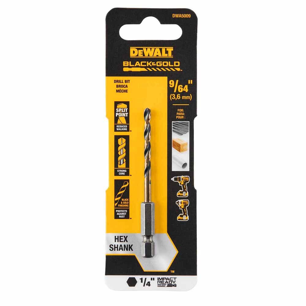 DeWalt DWA5009 9/64" Black & Gold Impact Ready Metal Drill Bit