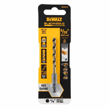 DeWalt DWA5010 5/32" Black & Gold Impact Ready Metal Drill Bit