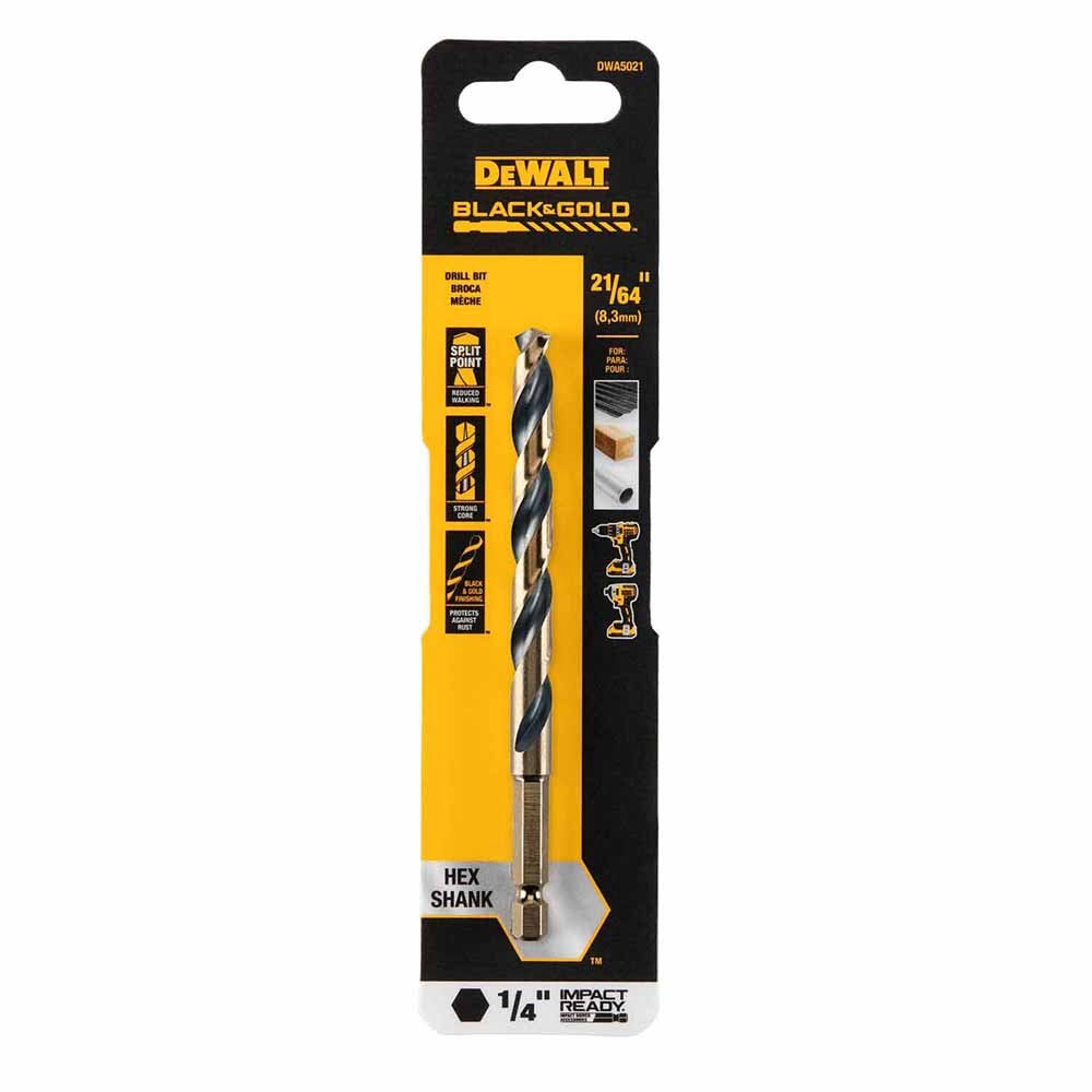 DeWalt DWA5021 21/64" Black & Gold Impact Ready Metal Drill Bit