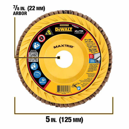 DeWalt DWA8283CTR ELITE SERIES 5 X 7/8 40G T27 Trimmable Flap Disc