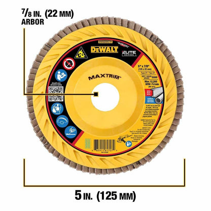 DeWalt DWA8284CTR ELITE SERIES 5 X 7/8 60G T27 Trimmable Flap Disc
