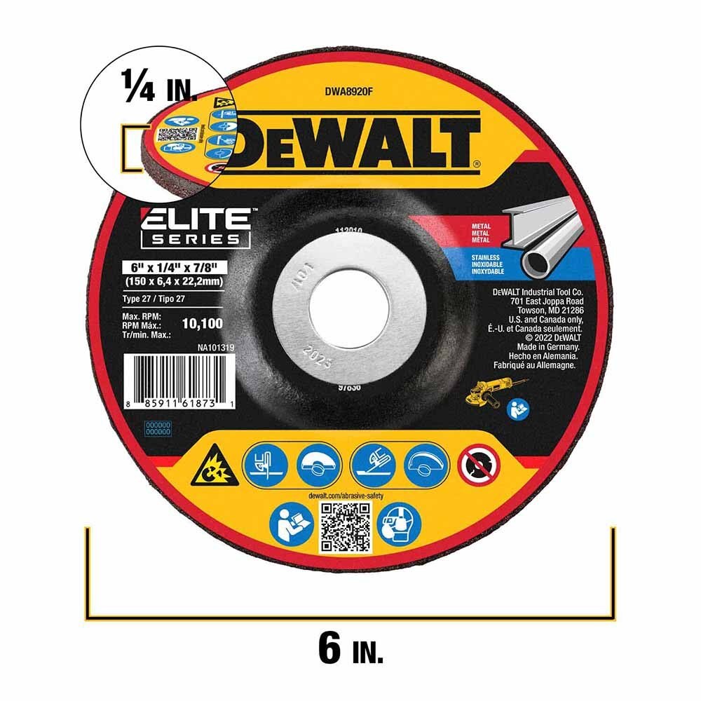 DeWalt DWA8920F ELITE SERIES Grinding Wheels 6" X 1/4" X 7/8"