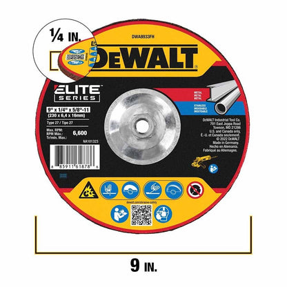 DeWalt DWA8933FH ELITE SERIES Grinding Wheels 9" X 1/4" X 5/8"-11