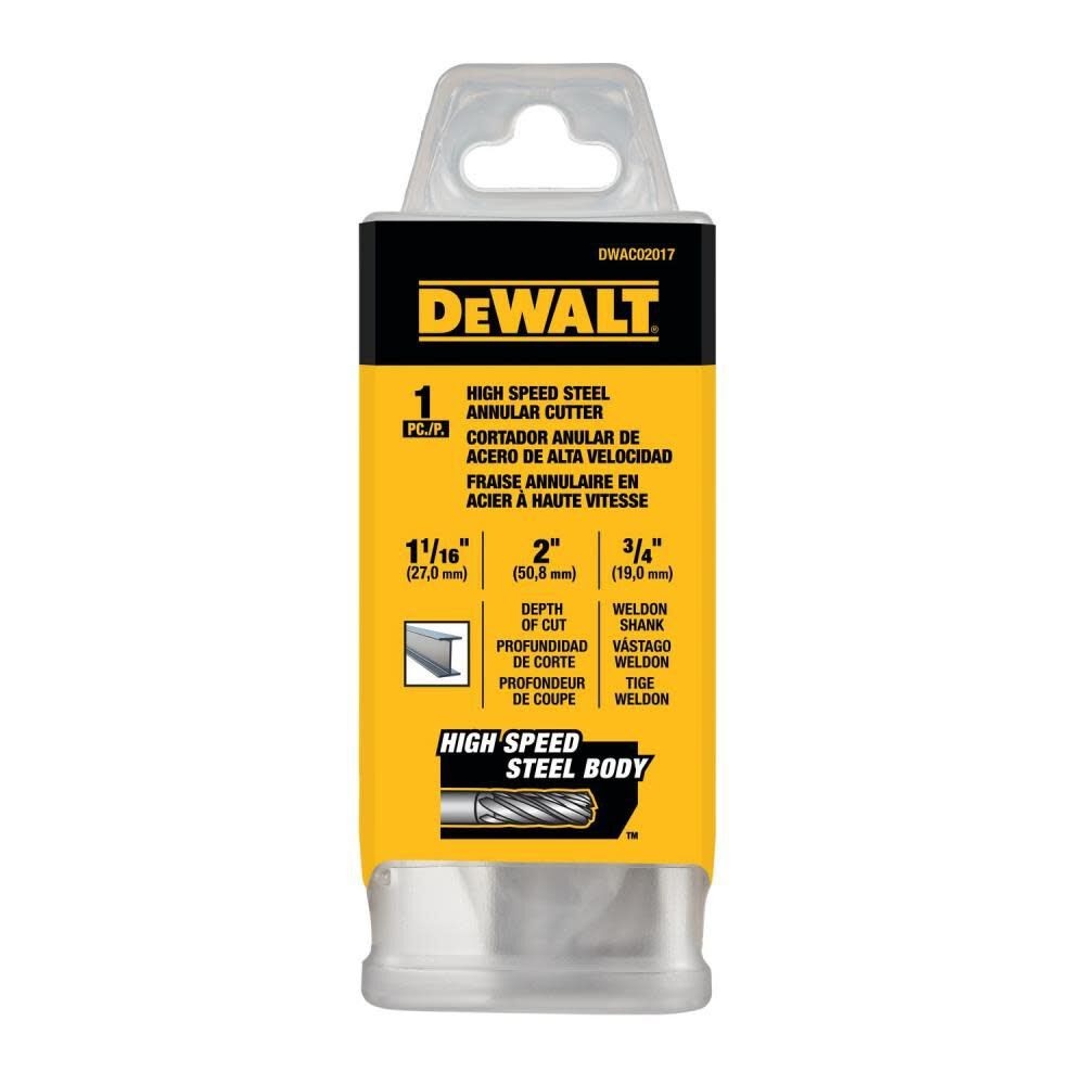 DeWalt DWAC02017 1-1/16In x 2In HSS Annular Cutter 3/4In WD