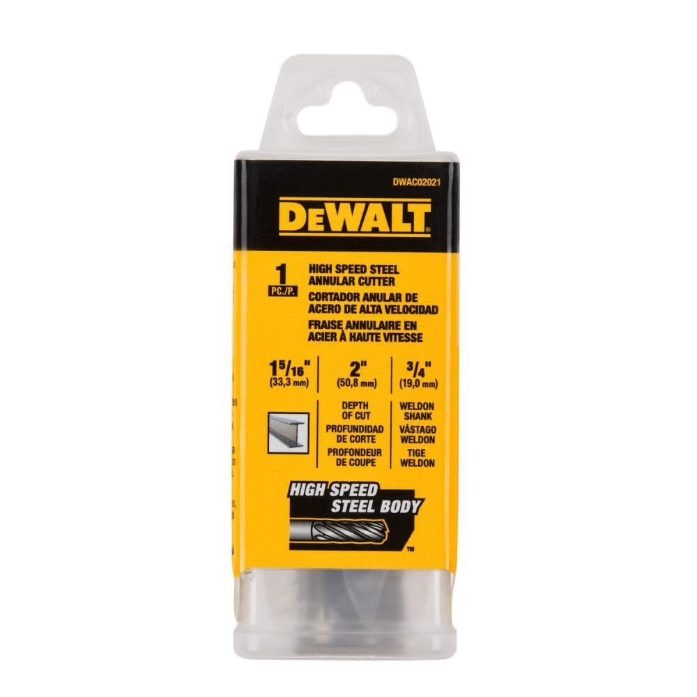 DeWalt DWAC02021 1-5/16In x 2In HSS Annular Cutter 3/4In WD