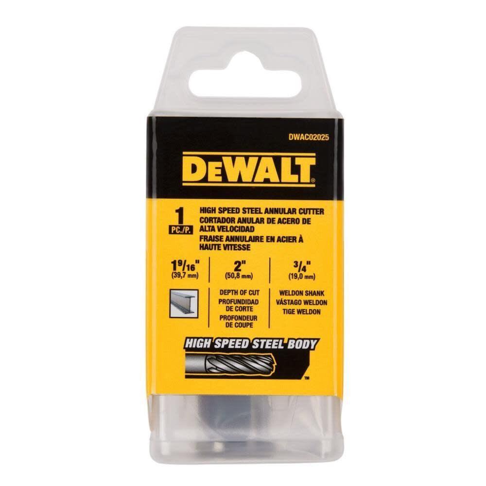 DeWalt DWAC02025 1-9/16In x 2In HSS Annular Cutter 3/4In WD