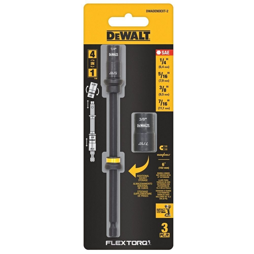 DeWalt DWADENDEXT-2 6" 4-in-1 Double Ended Nut Driver (SAE)