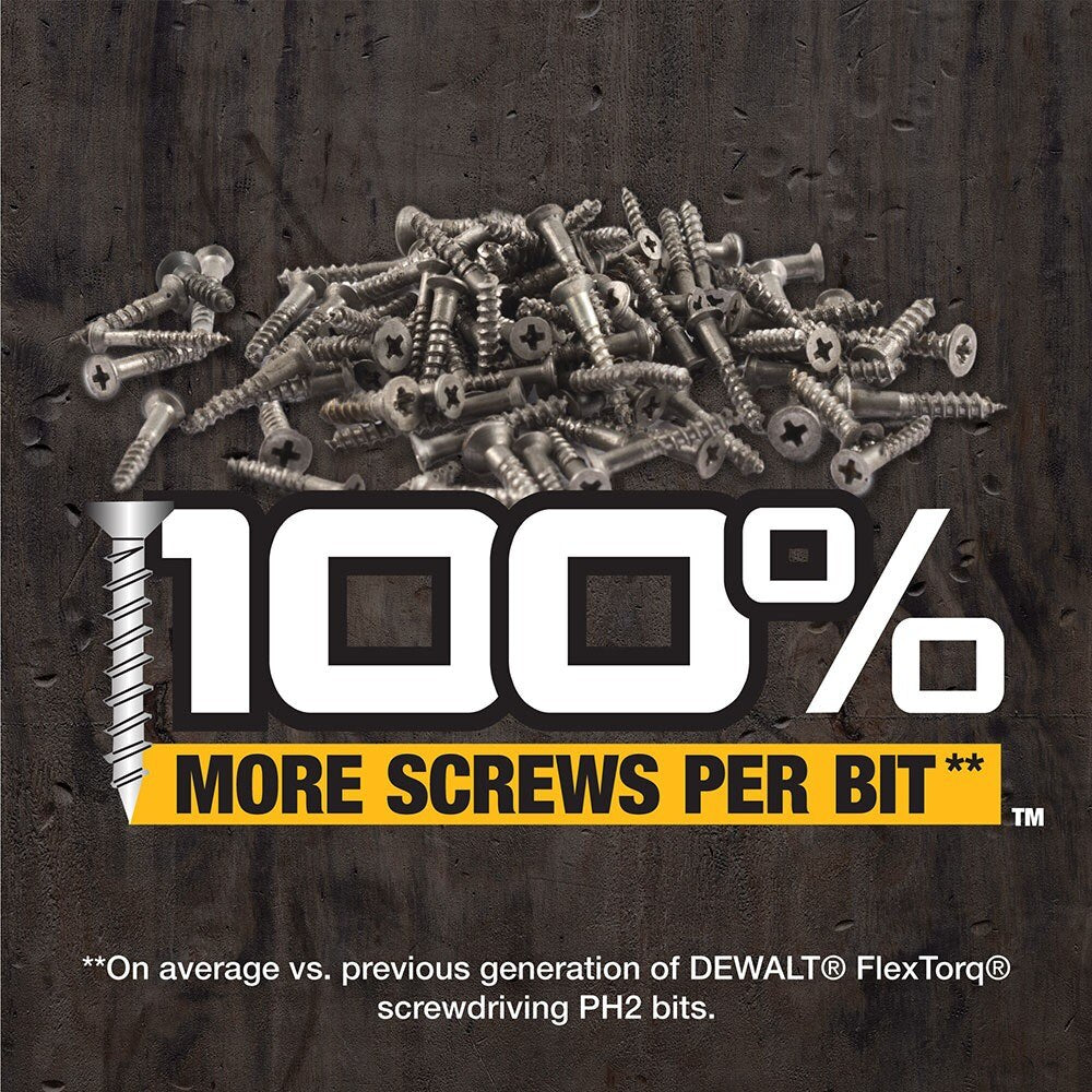 DeWalt DWAF1PH2IR10 PH2 FLEXTORQ  1/4 x 1in Impact Driver Bits, 10-Pack