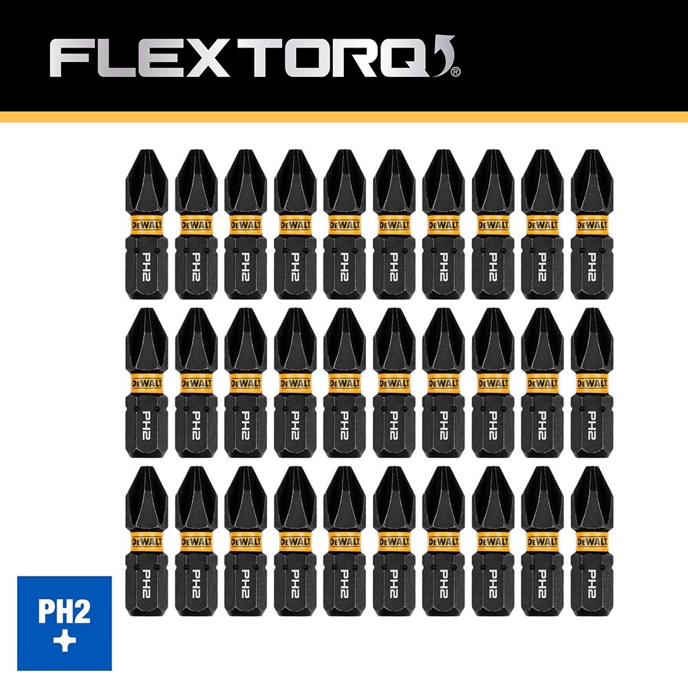 DeWalt DWAF1PH2IR30 PH2 FLEXTORQ  1/4 x 1in Impact Driver Bits w/ Case, 30-Pack
