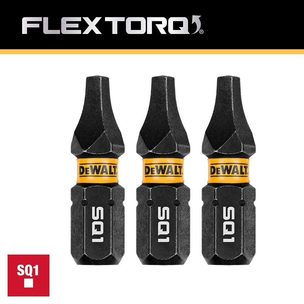 DeWalt DWAF1SQ1IR3 SQ1 FLEXTORQ 1/4 x 1in Impact Driver Bits, 3-Pack