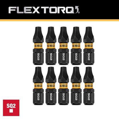 DeWalt DWAF1SQ2IR10 SQ2 FLEXTORQ  1/4 x 1in Impact Driver Bits, 10-Pack