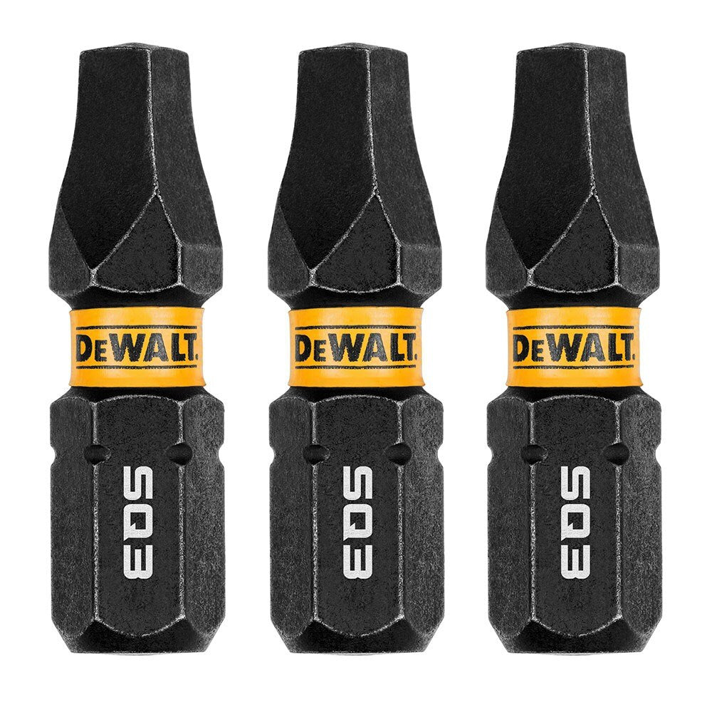 DeWalt DWAF1SQ3IR3 SQ3 FLEXTORQ 1/4 x 1in Impact Driver Bits, 3-Pack