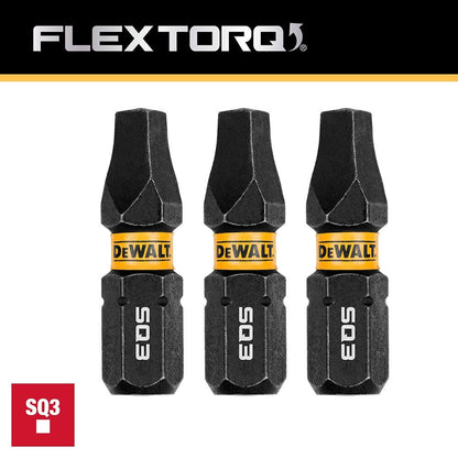 DeWalt DWAF1SQ3IR3 SQ3 FLEXTORQ 1/4 x 1in Impact Driver Bits, 3-Pack