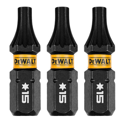 DeWalt DWAF1TX15IR3 T15 FLEXTORQ 1/4 x 1in Impact Driver Bits, 3-Pack