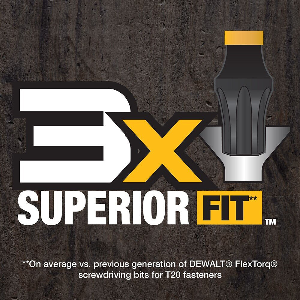 DeWalt DWAF1TX20IR3 T20 FLEXTORQ 1/4 x 1in Impact Driver Bits, 3-Pack