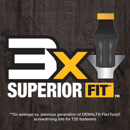DeWalt DWAF1TX20IR3 T20 FLEXTORQ 1/4 x 1in Impact Driver Bits, 3-Pack