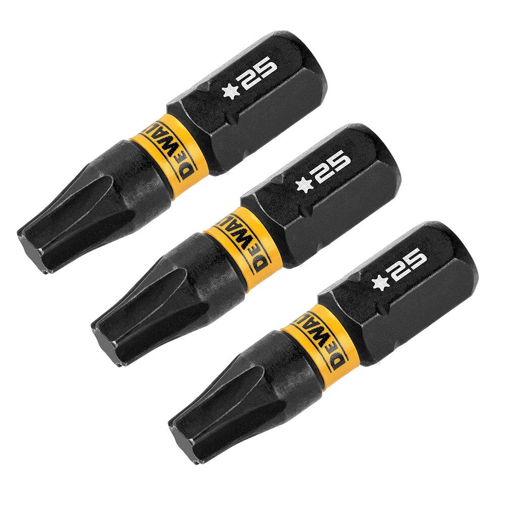 DeWalt DWAF1TX25IR3 T25 FLEXTORQ 1/4 x 1in Impact Driver Bits, 3-Pack