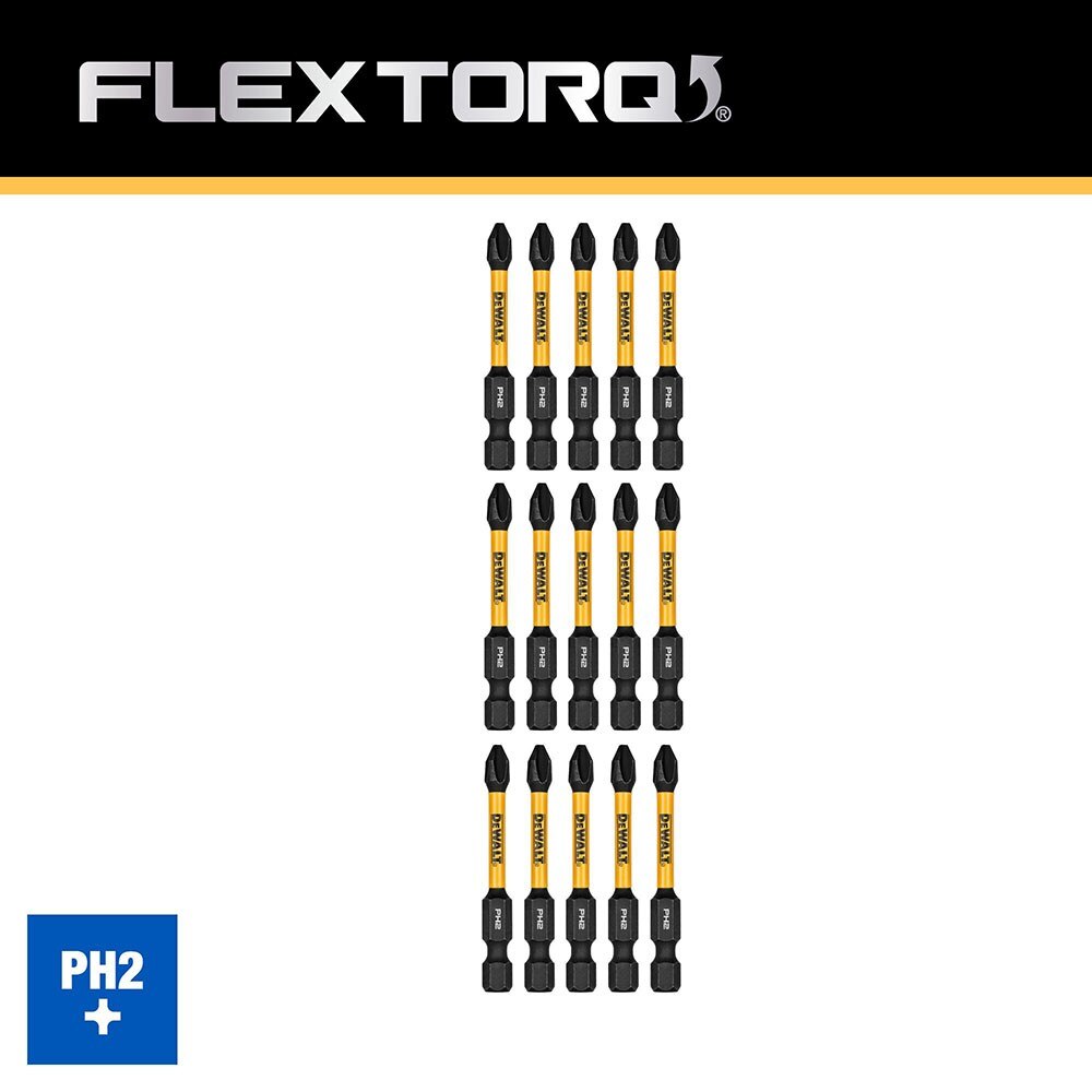 DeWalt DWAF2PH2IR15 PH2 FLEXTORQ  1/4 x 2-1/4in Impact Driver Bits, 15-Pack