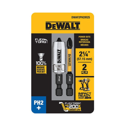 DeWalt DWAF2PH2IR2S PH2 FLEXTORQ  1/4 x 2-1/4in Impact Driver Bits w/ Magnetic Sleeve, 2-Pack