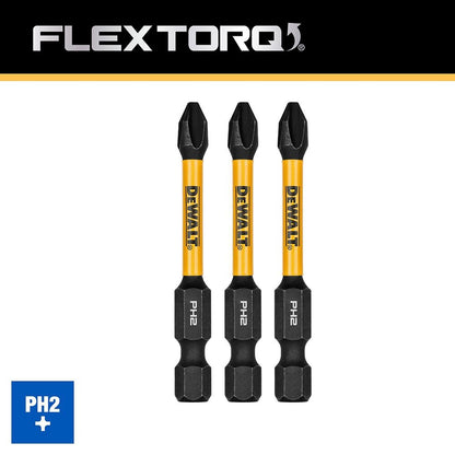 DeWalt DWAF2PH2IR3 3PK FLEXTORQ Impact Screwdriving Bits