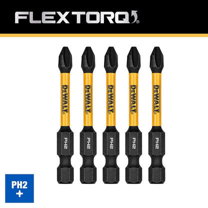 DeWalt DWAF2PH2IR5 PH2 FLEXTORQ  1/4 x 2-1/4in Impact Driver Bits, 5-Pack