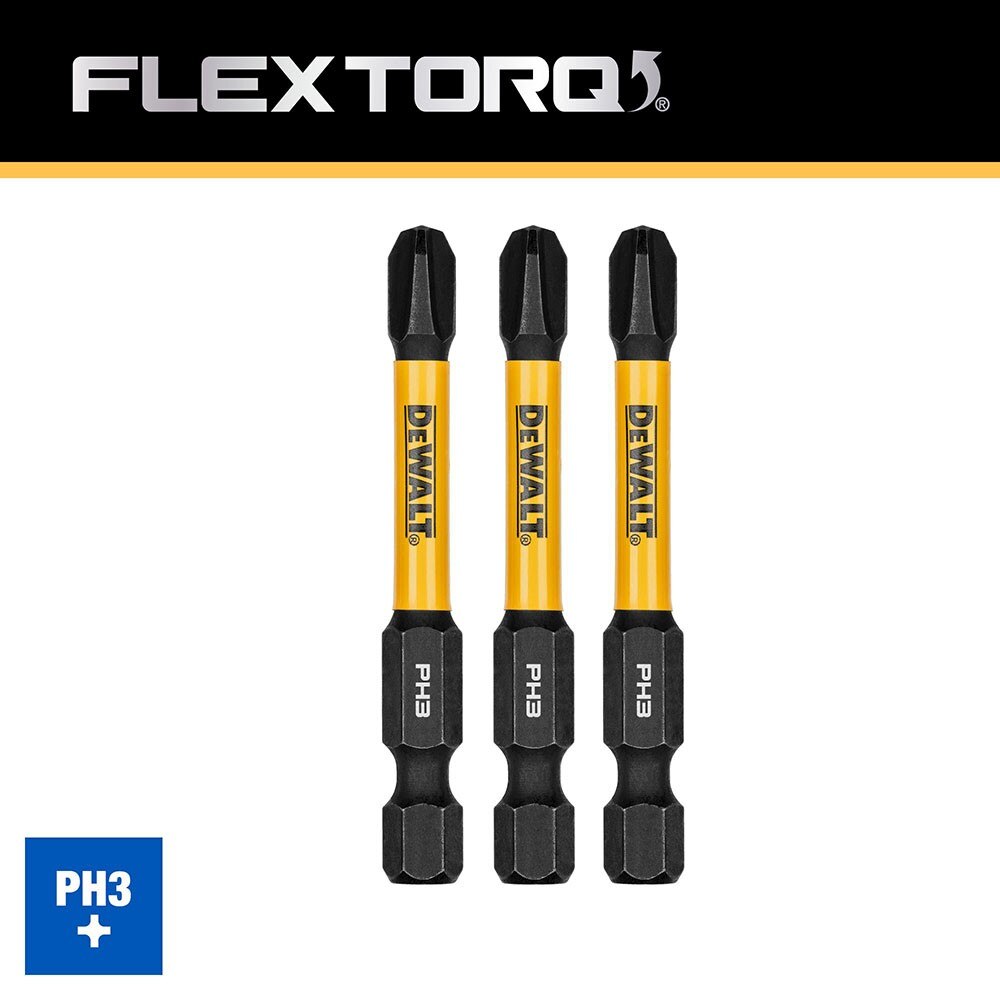 DeWalt DWAF2PH3IR3  PH3 FLEXTORQ 1/4 x 2.25in Impact Driver Bits, 3-Pack