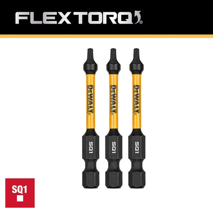 DeWalt DWAF2SQ1IR3  SQ1 FLEXTORQ 1/4 x 2.25in Impact Driver Bits, 3-Pack