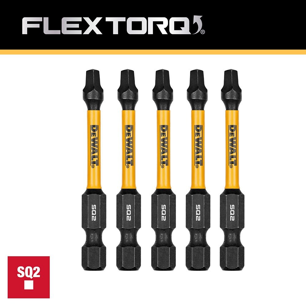 DeWalt DWAF2SQ2IR5 SQ2 FLEXTORQ  1/4 x 2-1/4in Impact Driver Bits, 5-Pack