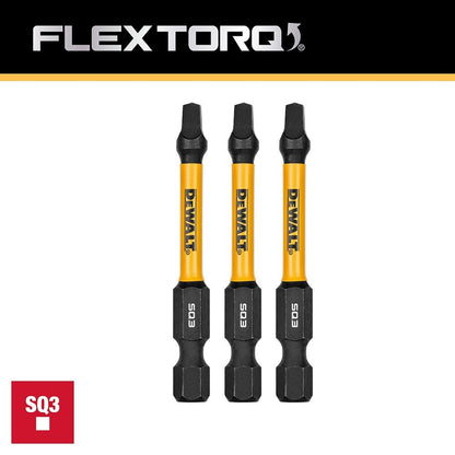 DeWalt DWAF2SQ3IR3  SQ3 FLEXTORQ 1/4 x 2.25in Impact Driver Bits, 3-Pack