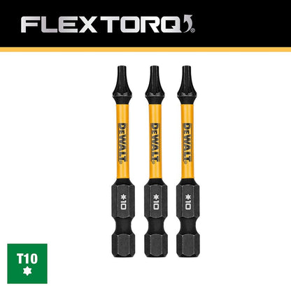 DeWalt DWAF2TX10IR3 T10 FLEXTORQ 1/4 x 2.25in Impact Driver Bits, 3-Pack